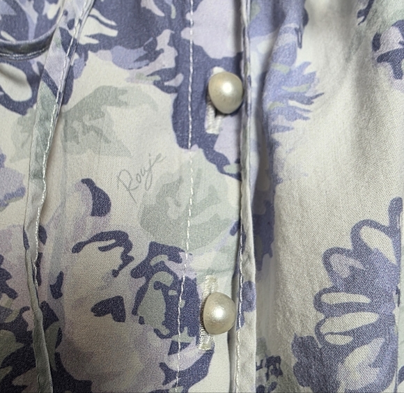 Rouje Bleu Flavie Button Down Pearl Floral Pastel Top Size 38 - Picture 4 of 10